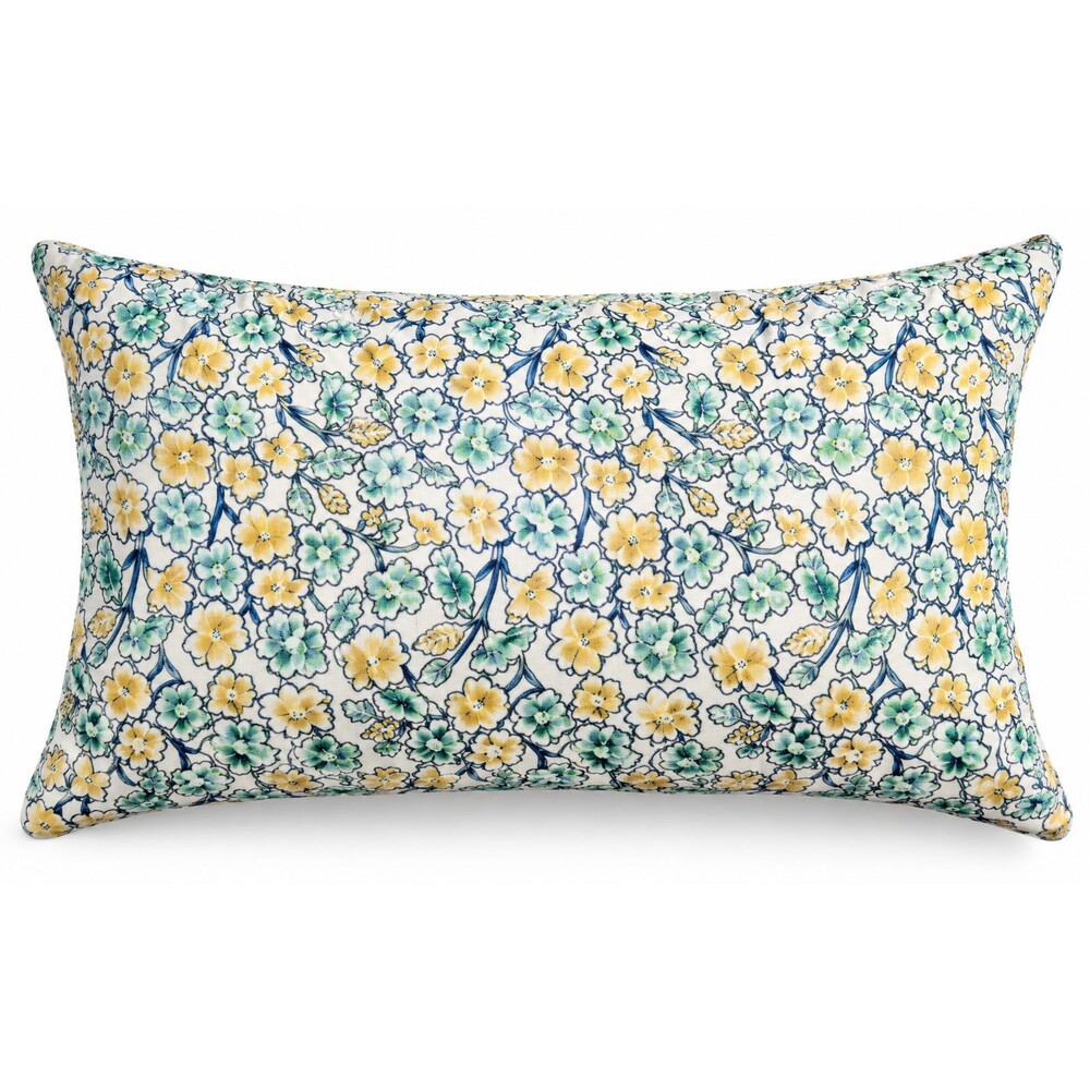 SET OF 2 Sky Gardenia Oblong 12″ x 20″ Embroidery Flowers Decorative Pillow,